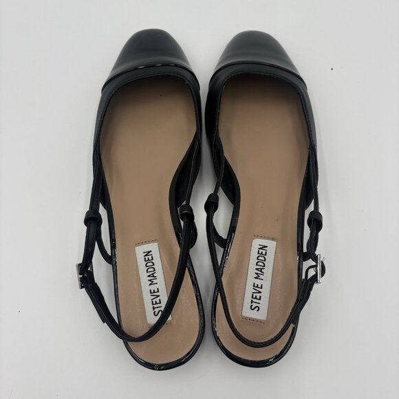 Steve Madden Women's Belinda-R Slingback Flats Black Cap Toe Size 9 - Picture 7 of 8